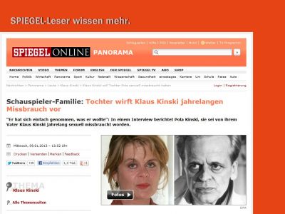Bild zum Artikel: Schauspieler-Familie: Tochter wirft Klaus Kinski jahrelangen Missbrauch vor
