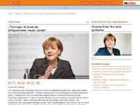 Bild zum Artikel: Merkel: „Thüringen ist eines der erfolgreichsten neuen Bundesländer“