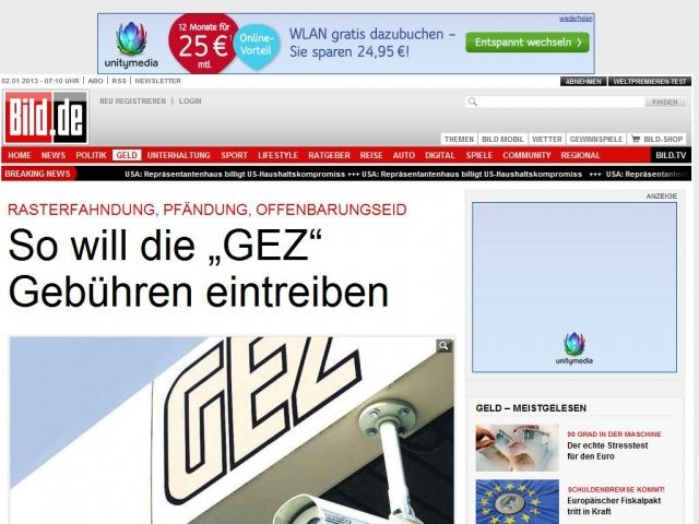 Bild zum Artikel: TV-Zwangssteuer - So will die „GEZ“ Gebühren eintreiben