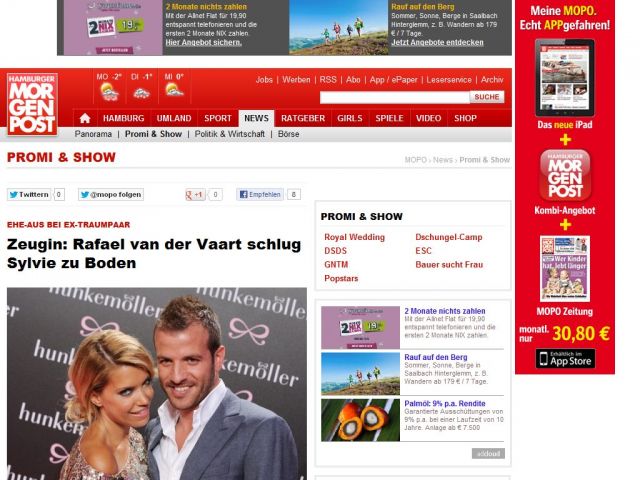 Bild zum Artikel: Prügel bei Silvesterparty - Augenzeugin: Rafael van der Vaart schlug Sylvie zu Boden