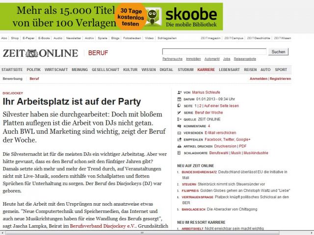 Bild zum Artikel: Discjockey: 
			  Ihr Arbeitsplatz ist auf der Party