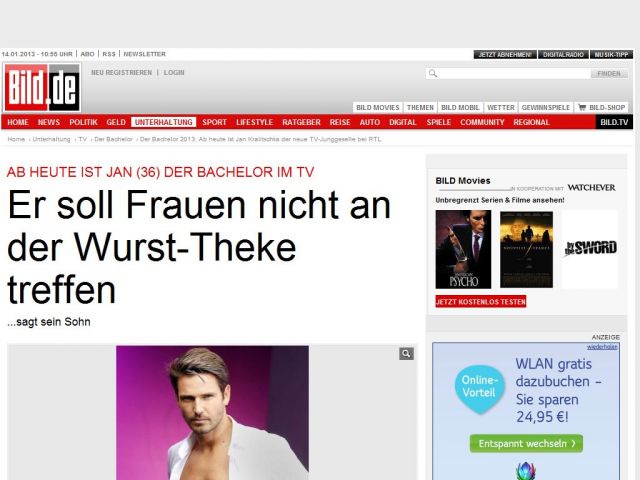 Bild zum Artikel: Der neue Bachelor - Jan soll Frauen nicht an der Wurst-Theke treffen