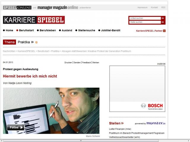 Bild zum Artikel: Protest gegen Ausbeutung: Hiermit bewerbe ich mich nicht