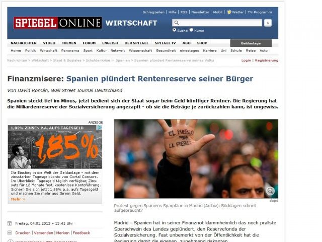 Bild zum Artikel: Finanzmisere: Spanien plündert Rentenreserve seiner Bürger