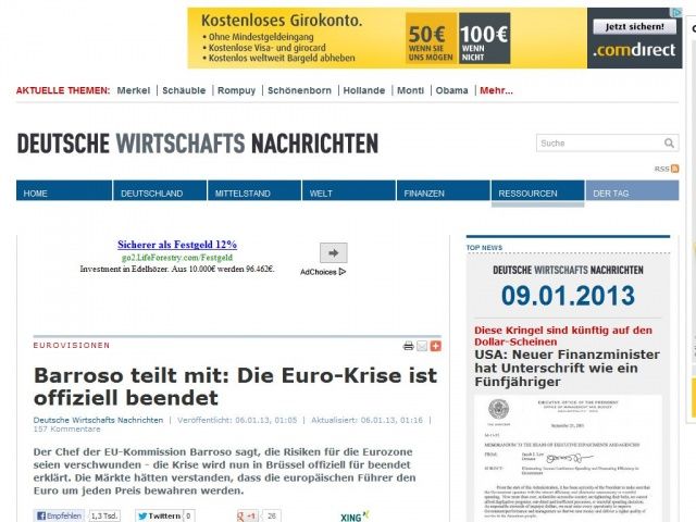 Bild zum Artikel: Barroso teilt mit: Die Euro-Krise ist offiziell beendet