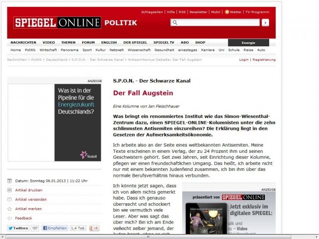 Bild zum Artikel: Antisemitismus-Debatte: Der Fall Augstein