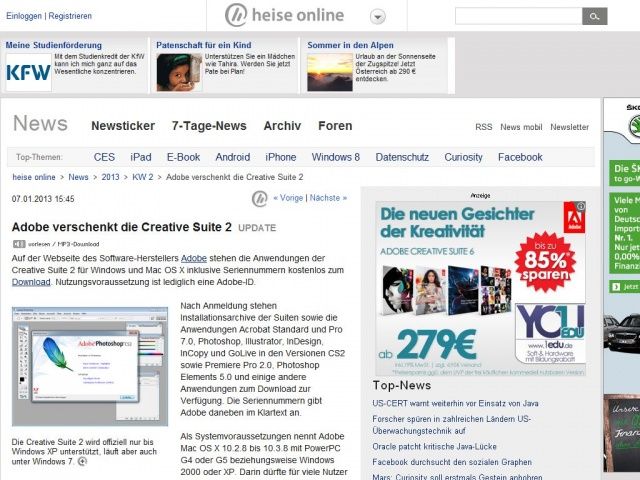 Bild zum Artikel: Adobe verschenkt die Creative Suite 2