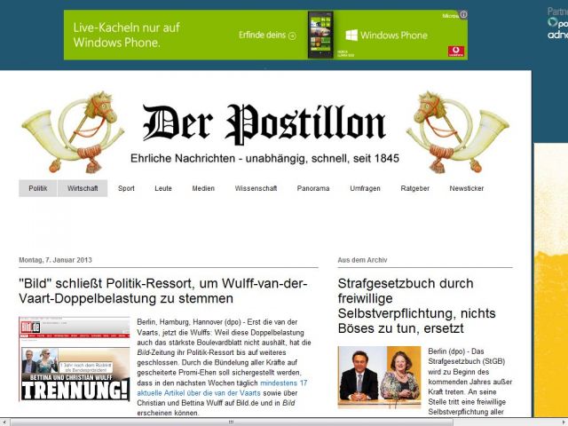 Bild zum Artikel: 'Bild' schließt Politik-Ressort, um Wulff-van-der-Vaart-Doppelbelastung zu stemmen