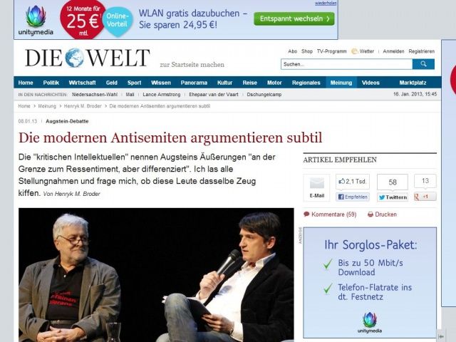 Bild zum Artikel: Augstein-Debatte: Die modernen Antisemiten argumentieren subtil