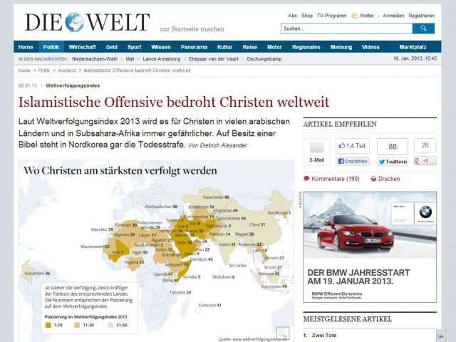 Bild zum Artikel: Weltverfolgungsindex: Islamistische Offensive bedroht Christen weltweit