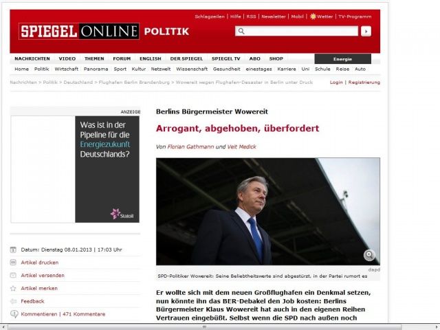 Bild zum Artikel: Berlins Bürgermeister Wowereit: Arrogant, abgehoben, überfordert