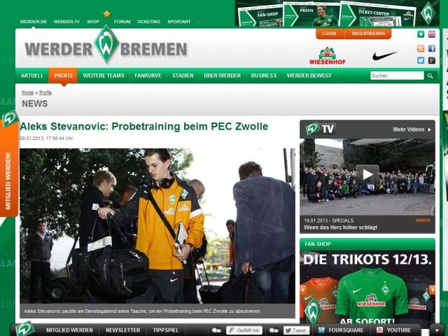 Bild zum Artikel: Aleks Stevanovic: Probetraining beim PEC Zwolle