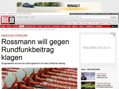 Bild zum Artikel: Abzocke-Vorwurf - Rossmann will gegen Rundfunkbeitrag klagen