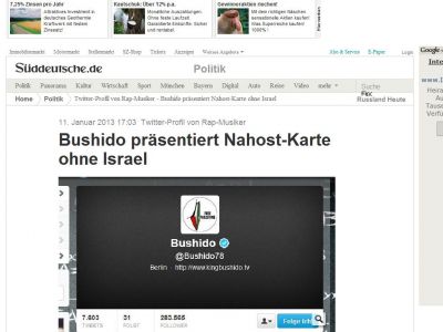 Bild zum Artikel: Twitter-Profil von Rap-Musiker: Bushido präsentiert Nahost-Karte ohne Israel