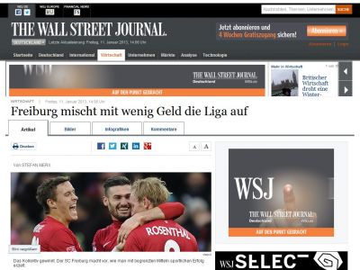 Bild zum Artikel: Freiburg mischt mit wenig Geld die Liga auf