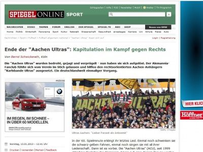 Bild zum Artikel: Ende der 'Aachen Ultras': Kapitulation im Kampf gegen Rechts