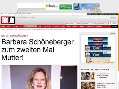 Bild zum Artikel: Barbara Schöneberger - Zweites Baby ist da, ein Mädchen!