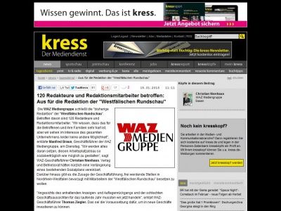 Bild zum Artikel: 120 Redakteure und Redaktionsmitarbeiter betroffen: Aus für die Redaktion der 'Westfälischen Rundschau'