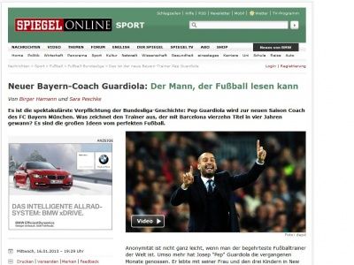 Bild zum Artikel: Neuer Bayern-Coach Guardiola: Der Mann, der Fußball lesen kann