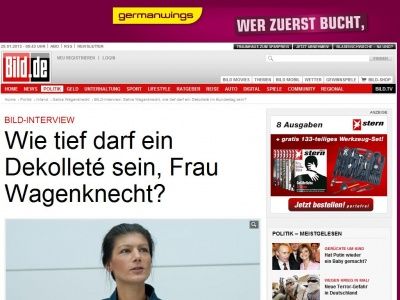 Bild zum Artikel: BILD-Interview - Darf Politik sexy sein, Frau Wagenknecht?