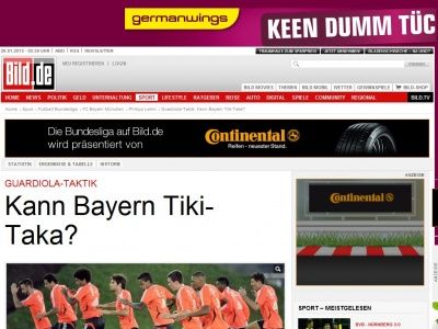 Bild zum Artikel: Guardiola-Taktik - Kann Bayern Tiki-Taka?