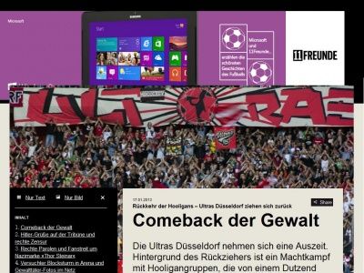 Bild zum Artikel: Rückkehr der Hooligans – Ultras Düsseldorf ziehen sich zurück