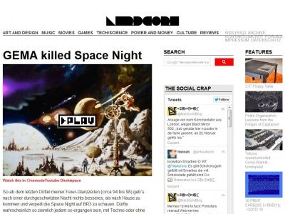 Bild zum Artikel: GEMA killed Space Night