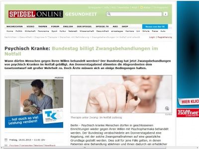 Bild zum Artikel: Psychisch Kranke: Bundestag billigt Zwangsbehandlungen im Notfall