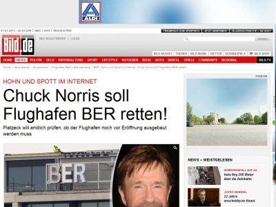 Bild zum Artikel: Hohn und Spott zum BER - Chuck Norris soll Berlins Flughafen retten!