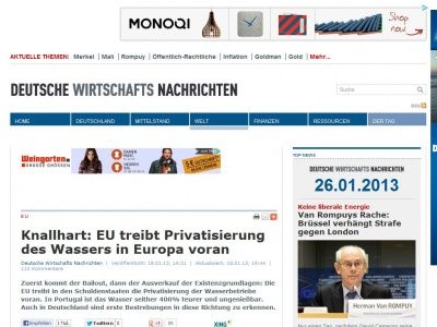 Bild zum Artikel: Knallhart: EU treibt Privatisierung des Wassers in Europa voran