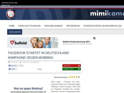 Bild zum Artikel: Facebook startet in Deutschland Kampagne gegen Mobbing