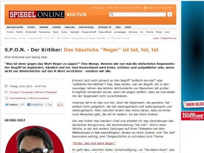 Bild zum Artikel: Debatte um Sprach-Rassismus: Das hässliche 'Neger' ist tot, tot, tot