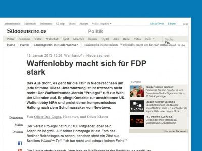 Bild zum Artikel: Wahlkampf in Niedersachsen: Waffenlobby macht sich für FDP stark