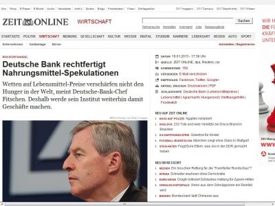 Bild zum Artikel: Rohstoffhandel: 
			  Deutsche Bank rechtfertigt Nahrungsmittel-Spekulationen