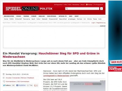 Bild zum Artikel: Ein Mandat Vorsprung: Last-Minute-Sieg für SPD und Grüne in Niedersachsen