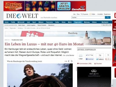 Bild zum Artikel: Feudal ohne Geld: Ein Leben im Luxus – mit nur 40 Euro im Monat