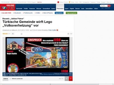 Bild zum Artikel: Bausatz 'Jabbas Palace' - Türkische Gemeinde wirft Lego 'Volksverhetzung' vor