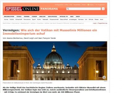 Bild zum Artikel: Vermögen: Wie sich der Vatikan mit Mussolinis Millionen ein Immobilienimperium schuf