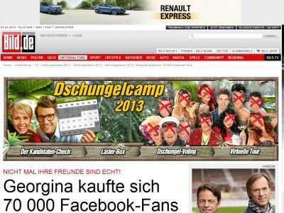 Bild zum Artikel: Falsche Freunde - Georgina kaufte sich 70 000 Facebook-Fans