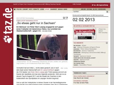 Bild zum Artikel: Fußballer mit Hakenkreuz-Tattoo: „So etwas geht nur in Sachsen“