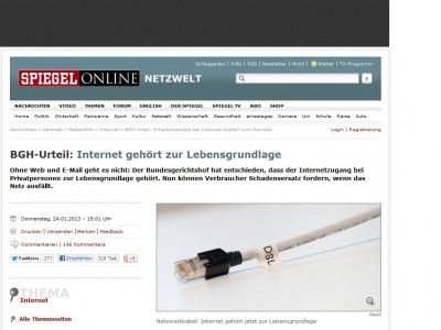 Bild zum Artikel: BGH-Urteil: Internet gehört zur Lebensgrundlage