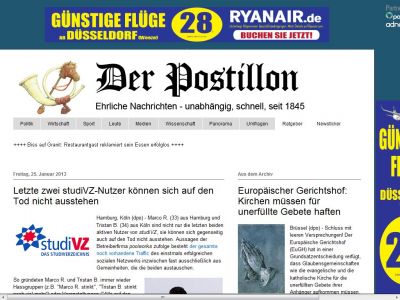 Bild zum Artikel: Letzte zwei studiVZ-Nutzer können sich auf den Tod nicht ausstehen