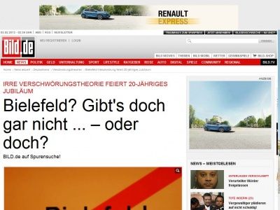 Bild zum Artikel: Verschwörungstheorie - Bielefeld? Gibt's doch gar nicht ... – oder doch?