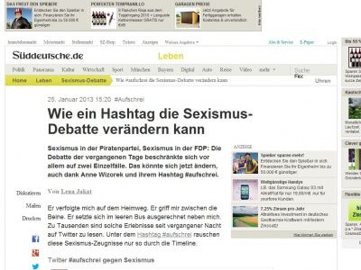 Bild zum Artikel: #Aufschrei: Wie ein Hashtag die Sexismus-Debatte verändern kann