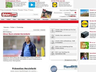 Bild zum Artikel: MSV: Oliver Reck erleidet Herzinfarkt