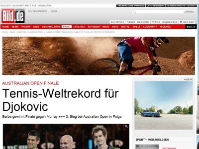 Bild zum Artikel: Australian Open-Finale - Tennis-Weltrekord für Djokovic