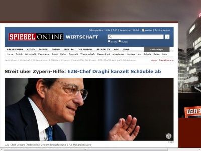 Bild zum Artikel: Streit über Zypern-Hilfe: EZB-Chef Draghi kanzelt Schäuble ab