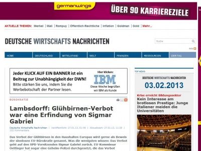 Bild zum Artikel: Lambsdorff: Glühbirnen-Verbot war eine Erfindung von Sigmar Gabriel