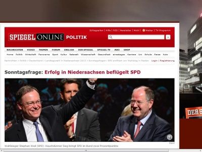 Bild zum Artikel: Sonntagsfrage: Erfolg in Niedersachsen beflügelt SPD