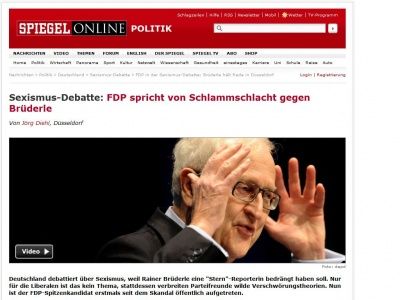 Bild zum Artikel: Sexismus-Debatte: FDP spricht von Schlammschlacht gegen Brüderle